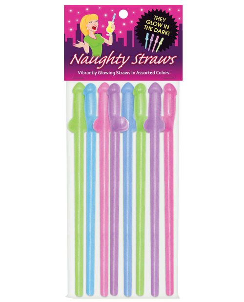 Glow in the Dark Penis Straws - Asst. Colors