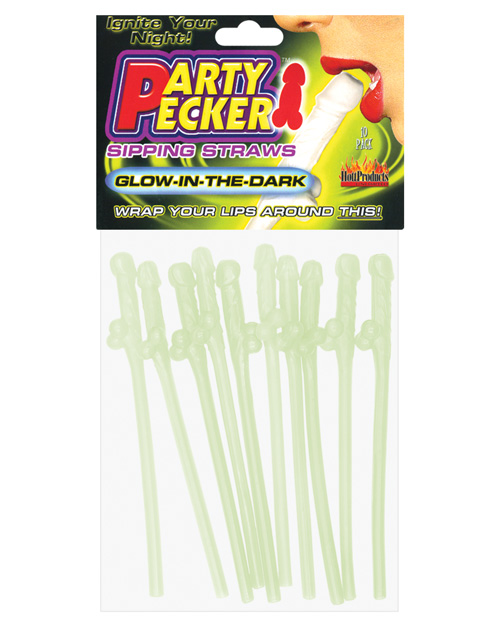 Party Pecker Sipping Straws - Glow in the