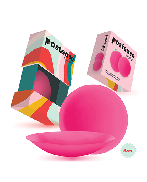 Pastease HALOS Silicone Nipple Covers with Travel Box - Neon Pink D+ Cup 10 or More Uses