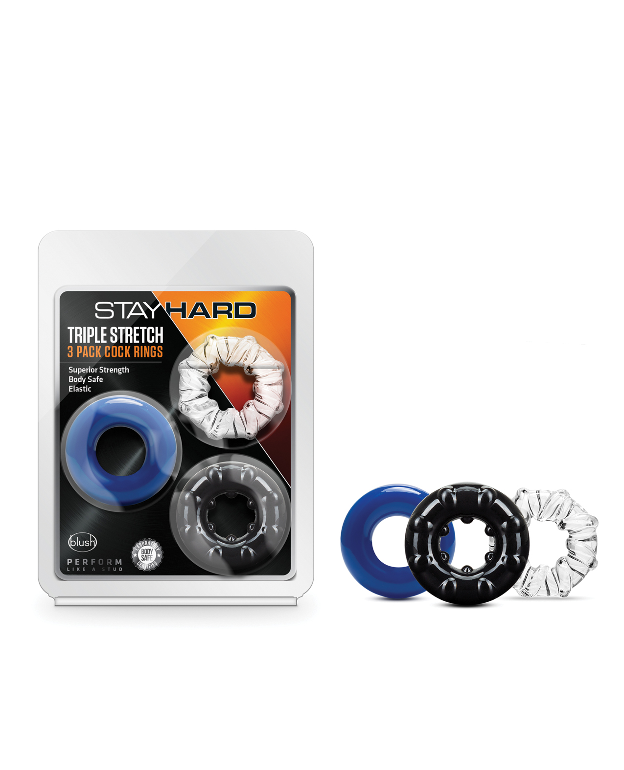Blush Stay Hard Triple Stretch Cock Rings