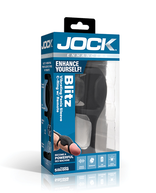 Curve Toys Jock Enhancers Blitz Vibrating Penis Sleeve C-Ring with Remote