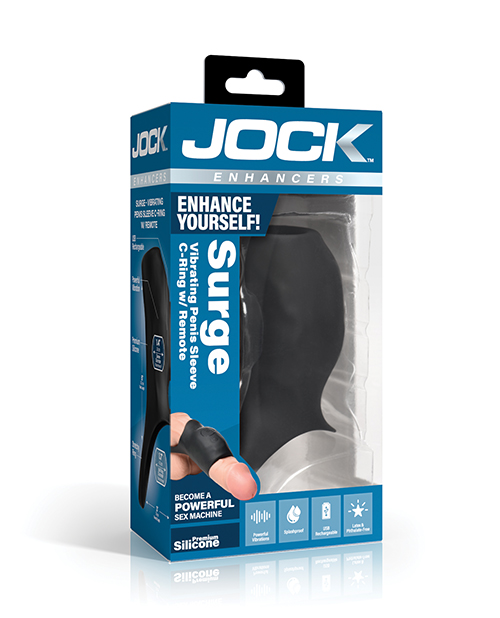 Curve Toys Jock Enhancers Surge Vibrating Penis Sleeve C-Ring with Remote