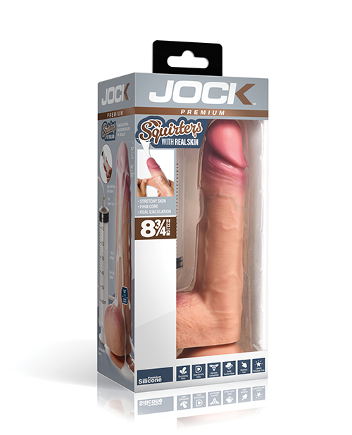 Curve Toys Jock Real Skin 8.75" Ejaculating Silicone Dildo with Balls
