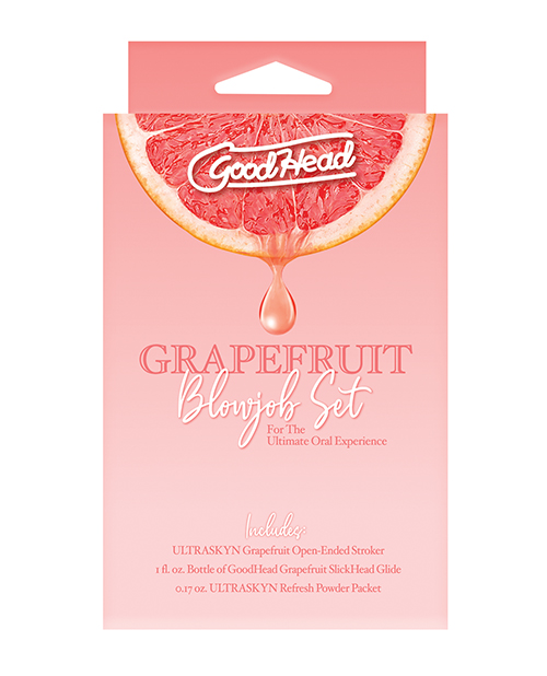 GoodHead Grapefruit Blowjob Set Includes Stroker & Slick Head Glide Male Masturbator - 1 oz Bottle Grapefruit