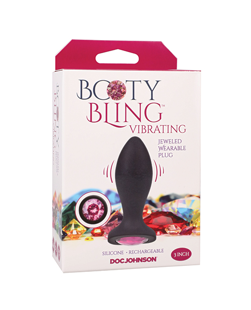 Booty Bling Jeweled Wearable 3" Vibrating Silicone Plug