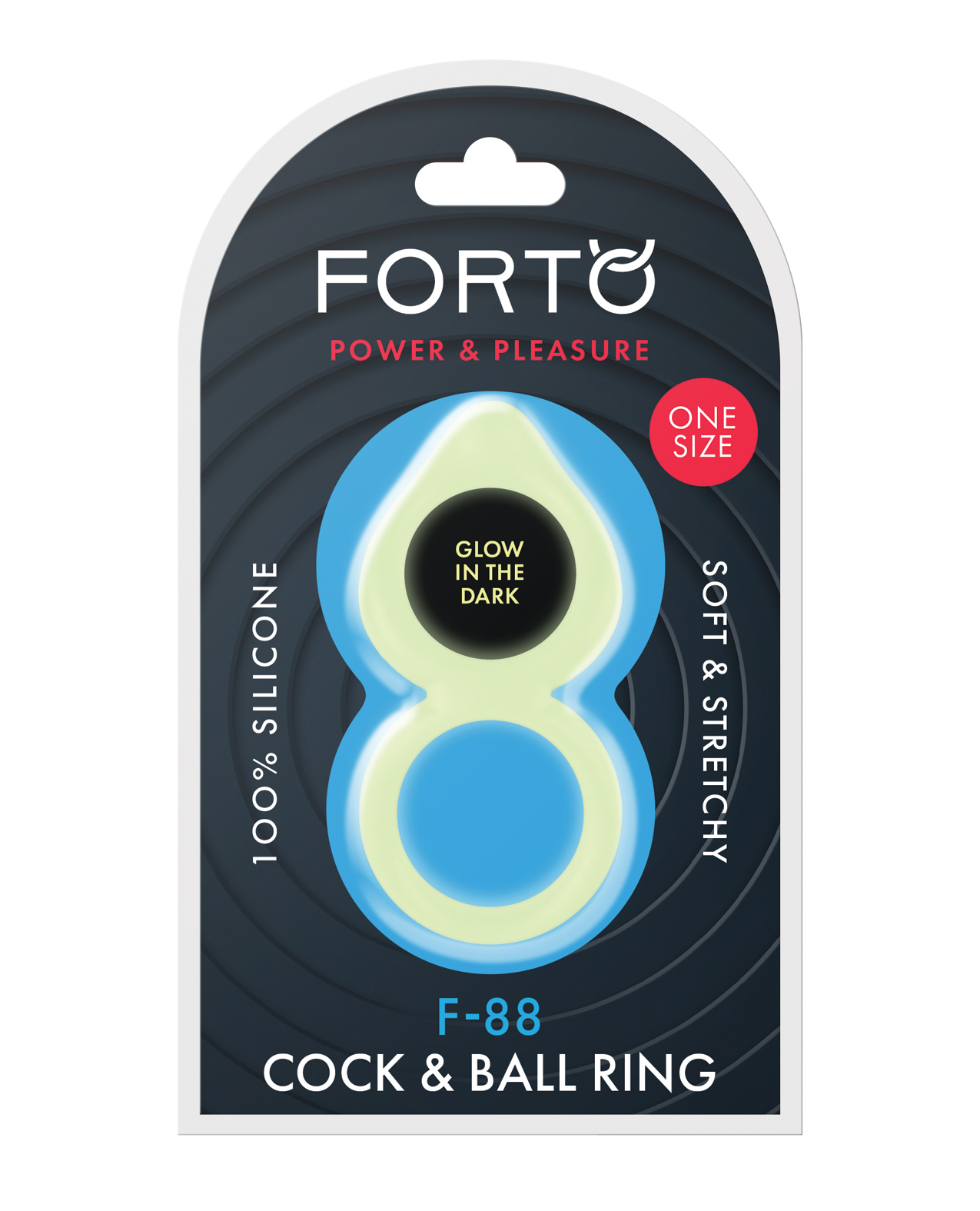 Forto F-88 Double Ring Liquid Silicone Cock Ring - Glow in the
