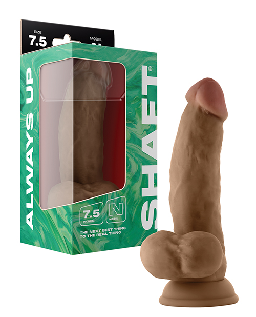 Shaft Model N Flexskin Liquid Silicone 7.5" Side Curve Dong with Balls - Oak