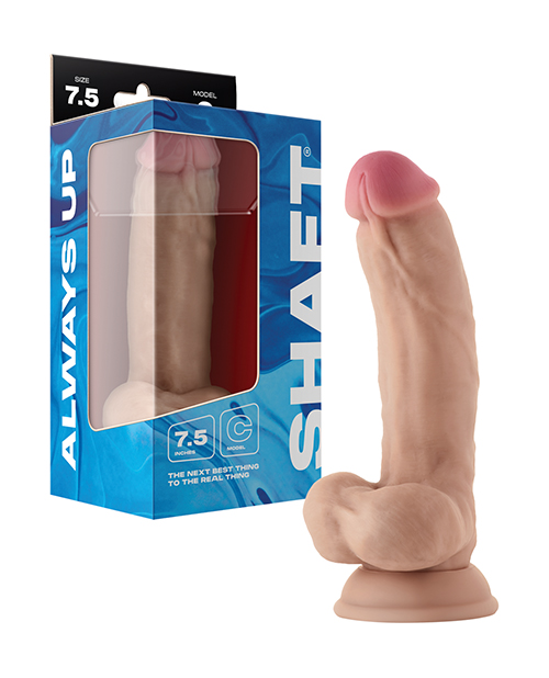 Shaft Model C Flexskin Liquid Silicone 7.5" Curved Dong with Balls - Pine