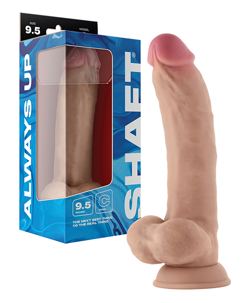Shaft Model C Flexskin Liquid Silicone 9.5" Curved Dong with Balls - Pine