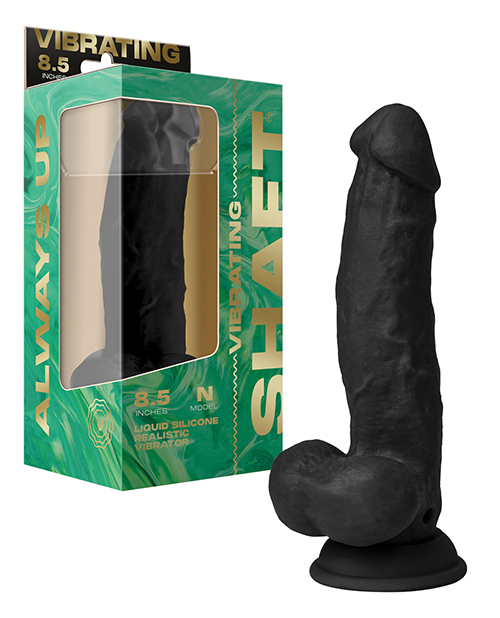 Shaft Flexskin Liquid Silicone 8.5" Vibrating Side Curve Dong with Balls