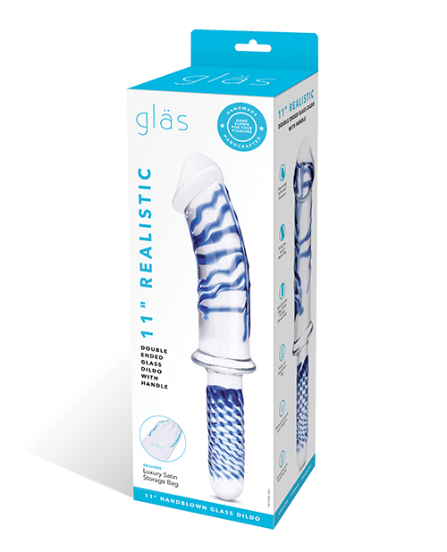 Glas 11" Realistic Double Ended Glass Dildo with Handle