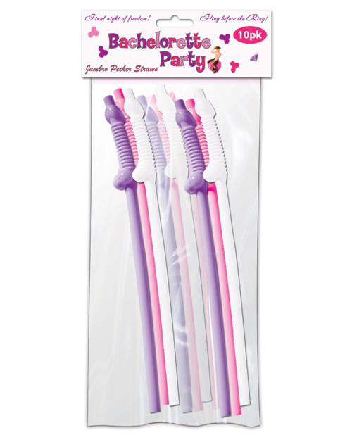 Bachelorette Party Pecker Sipping Straws - Assorted Colors