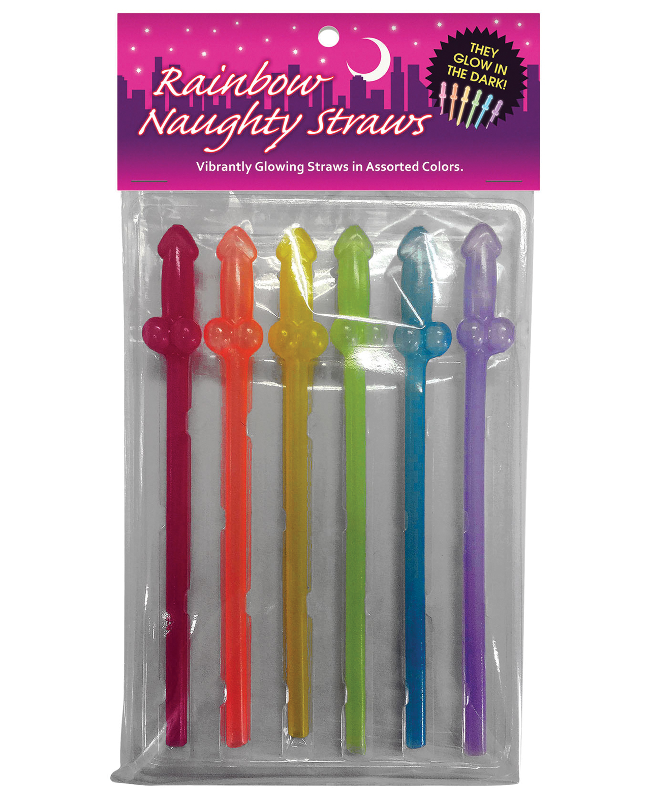 Naughty Glow in the Dark Rainbow Straws