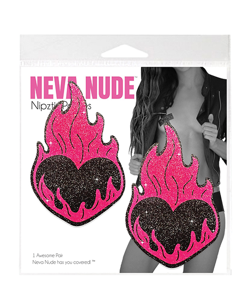 Neva Nude Flaming Heart Glitter Pasties