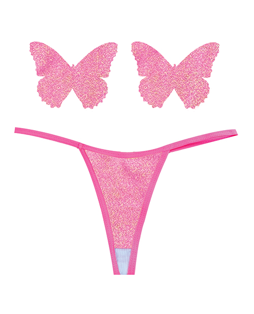 Neva Nude Naughty Knix Bella Rosa Shimmer G-String & Pasties - Soft