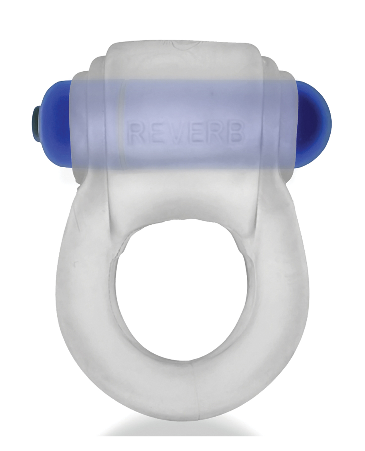 Hunky Junk Revring Cock Ring with Vibe - Clear with Blue Vibe