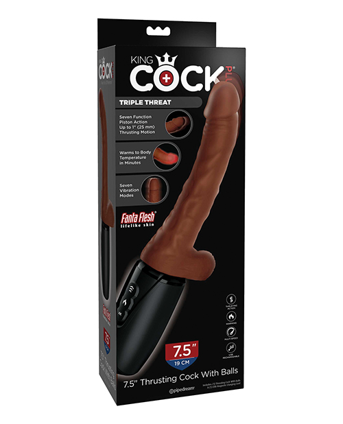 King Cock Plus Thrusting, Warming & Vibrating 7.5" Triple Threat Dong