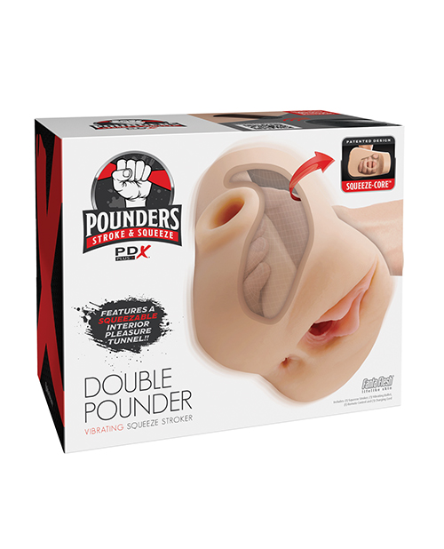 PDX Plus Double Pounder Vibrating Squeeze Stroker