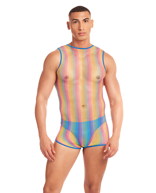 Rainbow Party Pride Star Mesh Singlet 2 pc Set with Thong