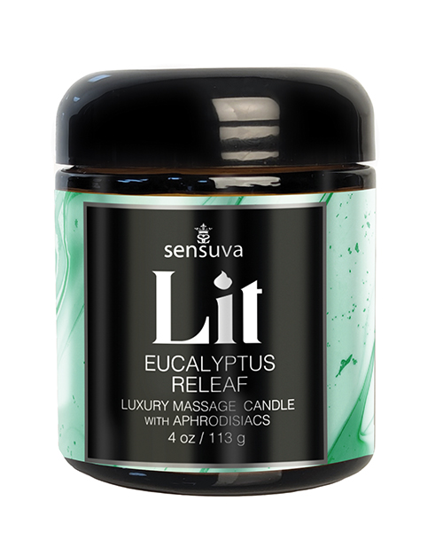 Sensuva Lit Eucalyptus & Tea Leaf Releaf Luxury Massage Candle