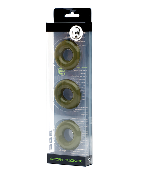 Sport Fucker Chubby Cockring Pack of 3 - Army