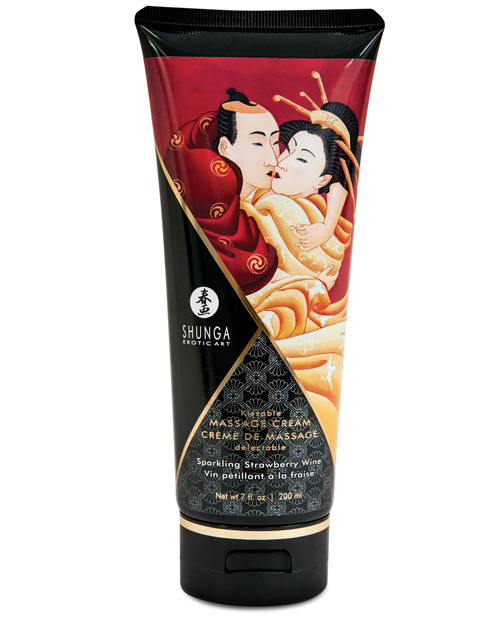 Shunga Kissable Massage Cream - 7 oz Sparkling Strawberry