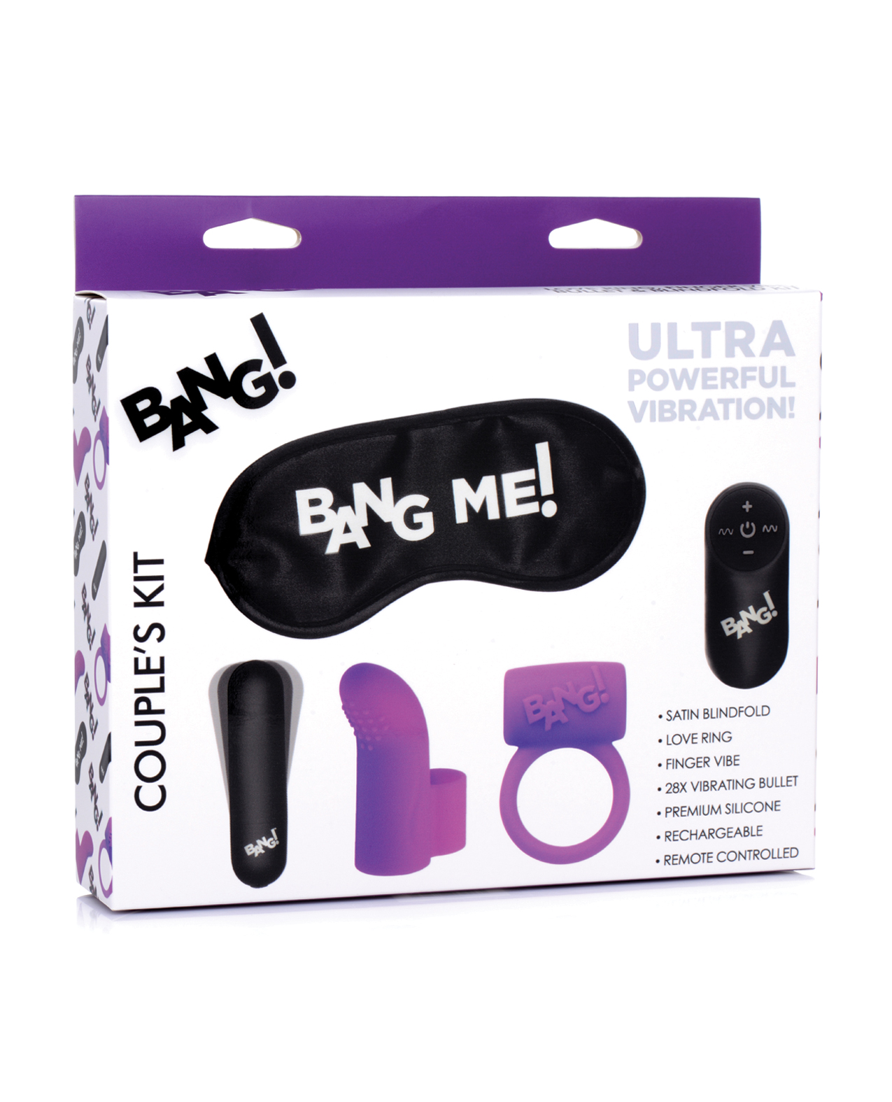 Bang! Couple's Kit with RC Bullet, Blindfold, Cock Ring & Finger Vibe